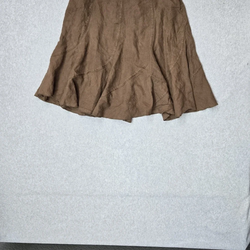 J Jill Women Skirt 8P Brown Linen A-Line Coastal Beach